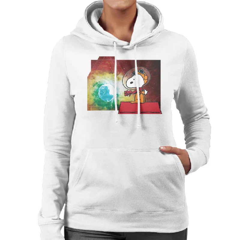 Peanuts Snoopy Kennel Ship Overlooking Earth Women's Hooded Sweatshirt