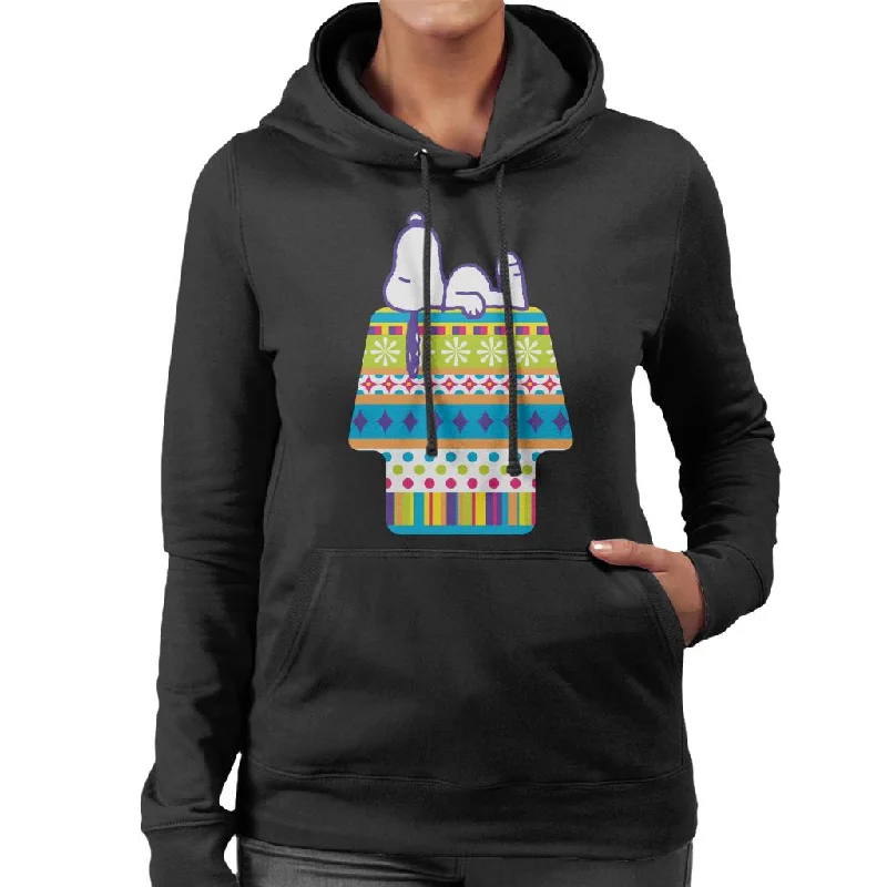 Peanuts Snoopy Lying On Colourful Kennel Women's Hooded Sweatshirt