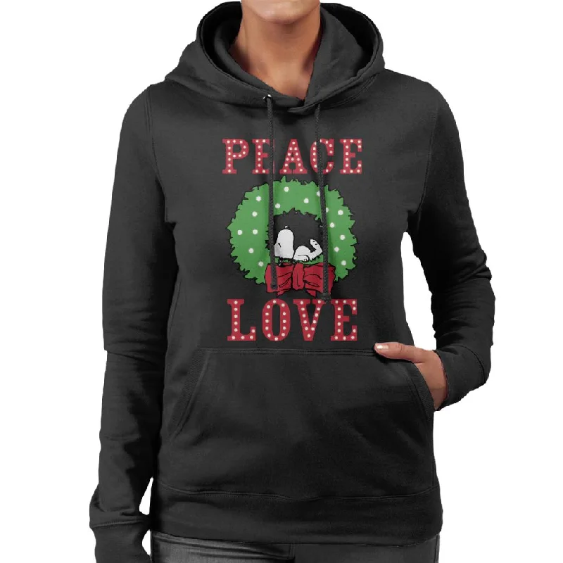 Peanuts Snoopy Sleeping In A Holly Wreath Women's Hooded Sweatshirt