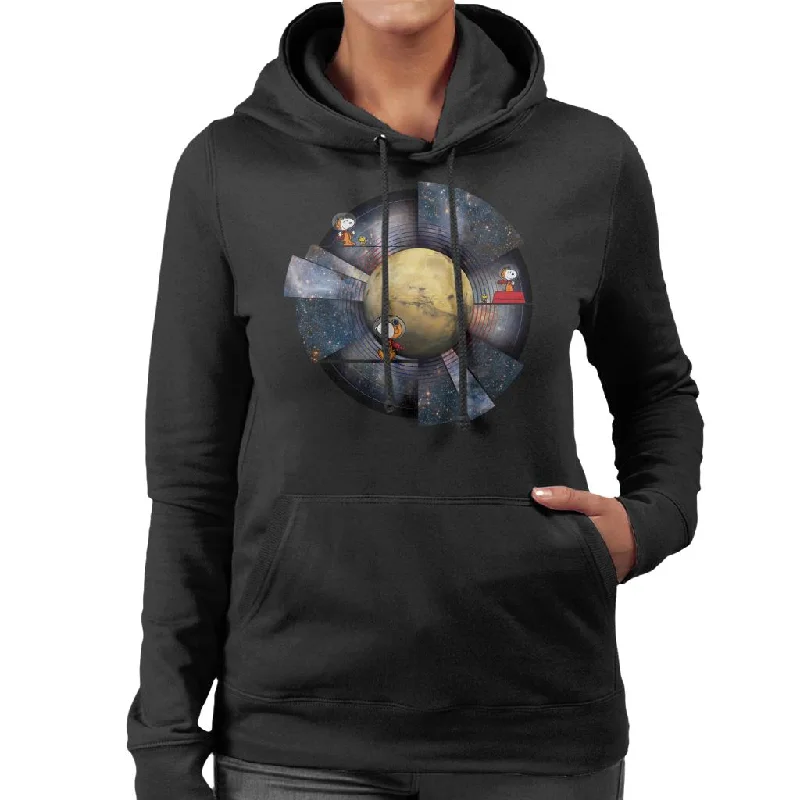 Peanuts Snoopy Woodstock Outer Space Montage Women's Hooded Sweatshirt