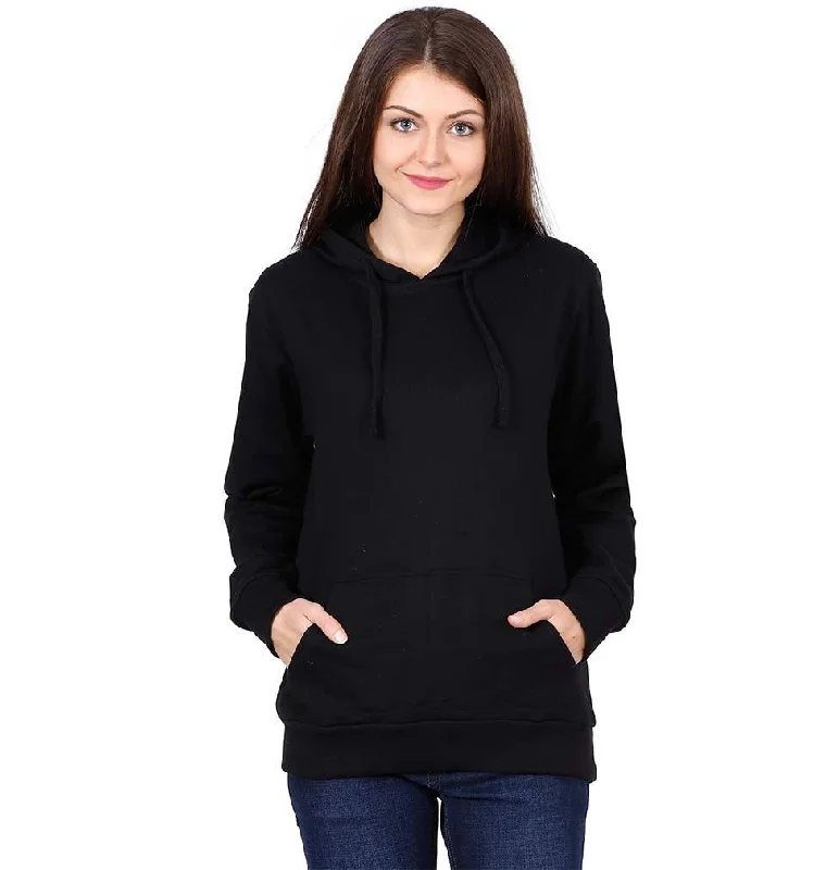 Plain Black Hoodie Sweatshirt for Women Hoodie with Monochrome Minimalist Simple