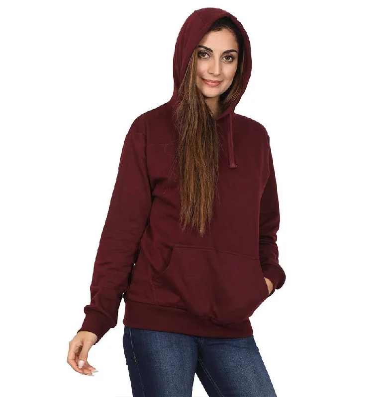 Plain Maroon Hoodie Sweatshirt for Women Hoodie with Patch Decorative Personalized