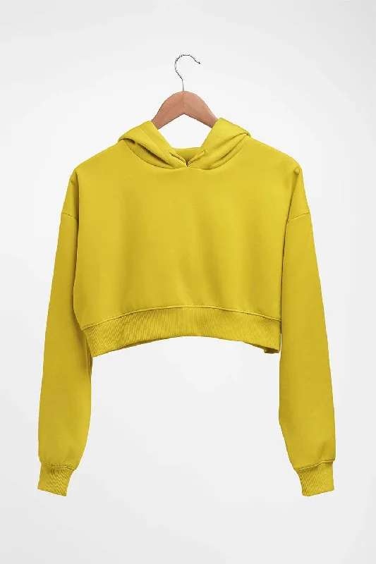 Plain Mustard Yellow Crop HOODIE FOR WOMEN Hoodie with Button Classic Timeless