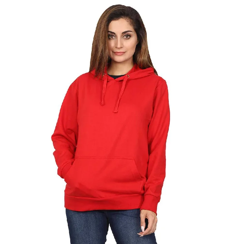 Plain Red Hoodie Sweatshirt for Women Hoodie with Mesh Breathable Sporty