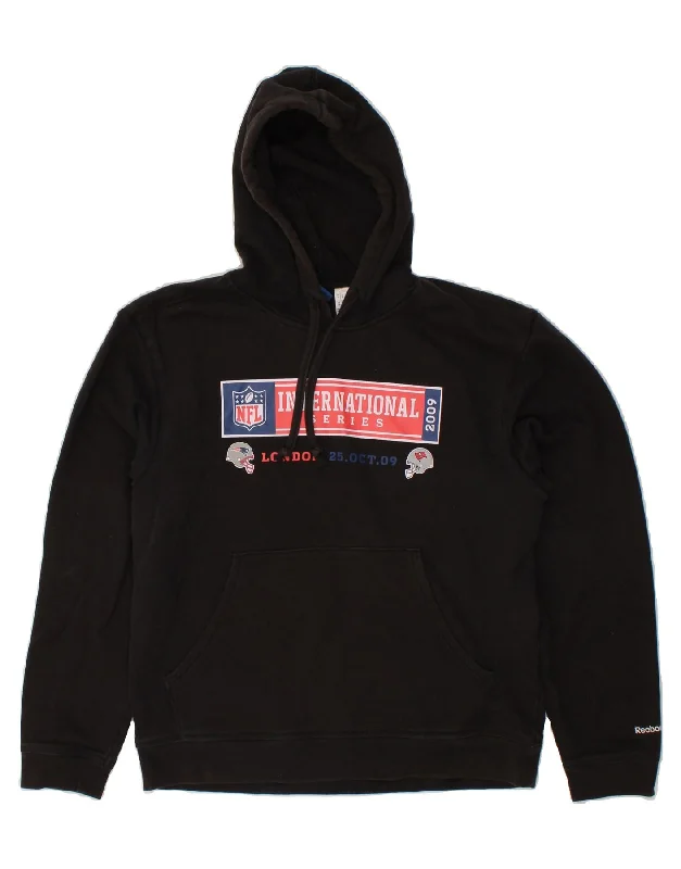 REEBOK Mens Graphic Hoodie Jumper Medium Black Cotton Hoodie with Turtle Neck Cozy Winter REEBOK Mens Graphic Hoodie Jumper Medium Black Cotton Hoodie with Turtle Neck Cozy Winter