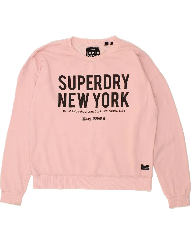 SUPERDRY Womens Oversized Graphic Sweatshirt Jumper UK 14 Large  Pink