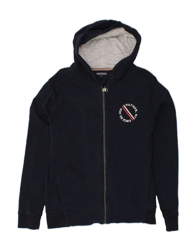 TOMMY HILFIGER Boys Graphic Zip Hoodie Sweater 15-16 Years Navy Blue