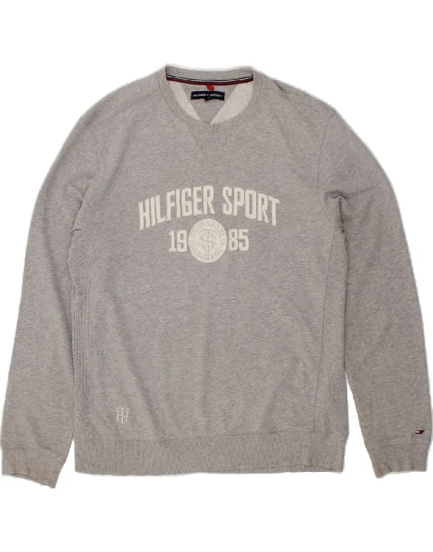 TOMMY HILFIGER Mens Graphic Sweatshirt Jumper Medium Grey Cotton Hoodie with Fur Luxurious Winter TOMMY HILFIGER Mens Graphic Sweatshirt Jumper Medium Grey Cotton Hoodie with Fur Luxurious Winter