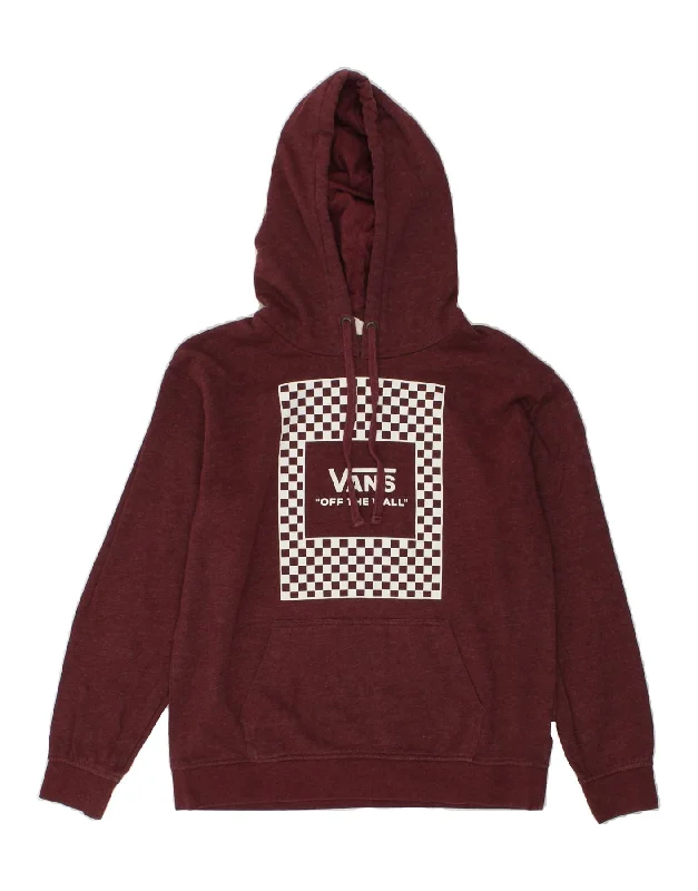 VANS Mens Graphic Hoodie Jumper Small Maroon Cotton