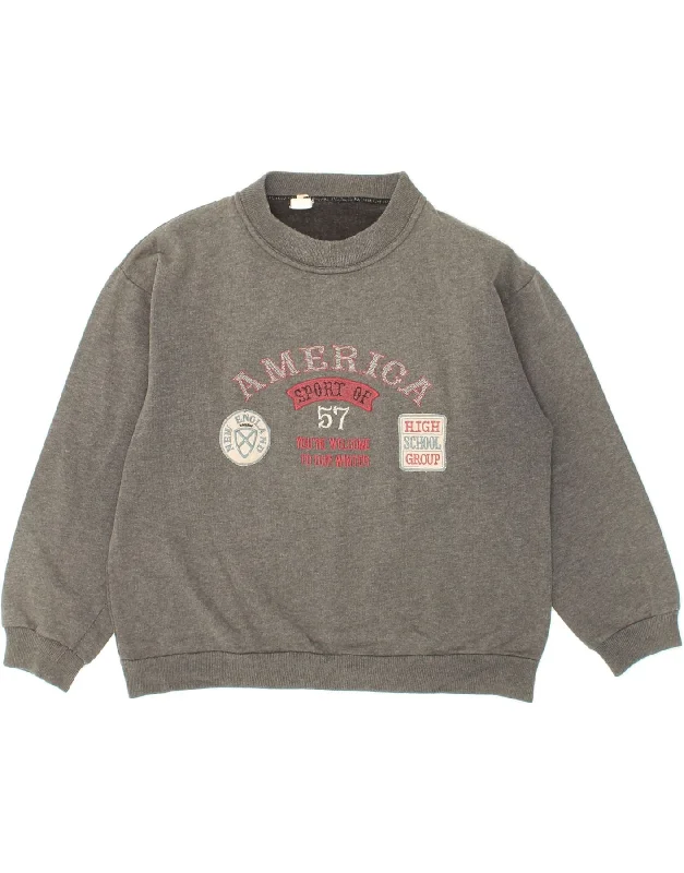 VINTAGE Womens America Graphic Sweatshirt Jumper UK 14 Medium Grey Graphic Hoodie Design Print VINTAGE Womens America Graphic Sweatshirt Jumper UK 14 Medium Grey Graphic Hoodie Design Print