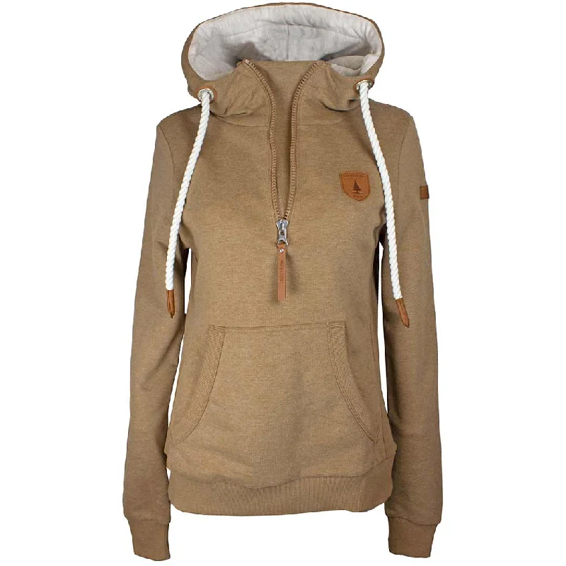 Wanakome Women's Reyna 1/4 Zip Hoodie Hoodie with Hem Fringe Bohemian Relaxed