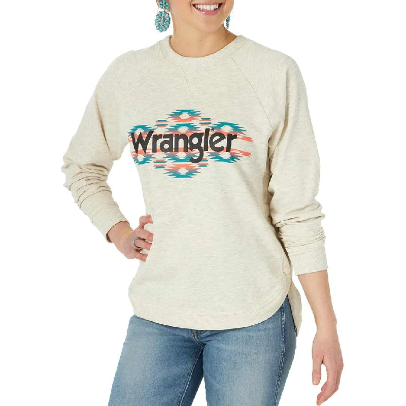 Wrangler Women's Aztec Logo Side Snap Sweatshirt Hoodie with Zipper Versatile Modern Wrangler Women's Aztec Logo Side Snap Sweatshirt Hoodie with Zipper Versatile Modern