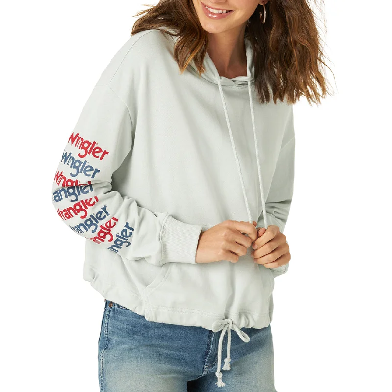 Wrangler Women's Retro Arm Logo Hoodie Hoodie with Distressed Vintage Worn