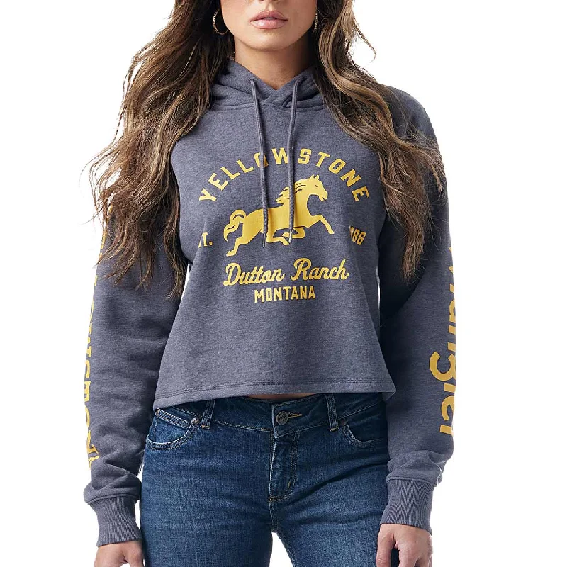 Wrangler X Yellowstone Women's Dutton Ranch Cropped Hoodie Hoodie with Lining Warm Insulated Wrangler X Yellowstone Women's Dutton Ranch Cropped Hoodie Hoodie with Lining Warm Insulated