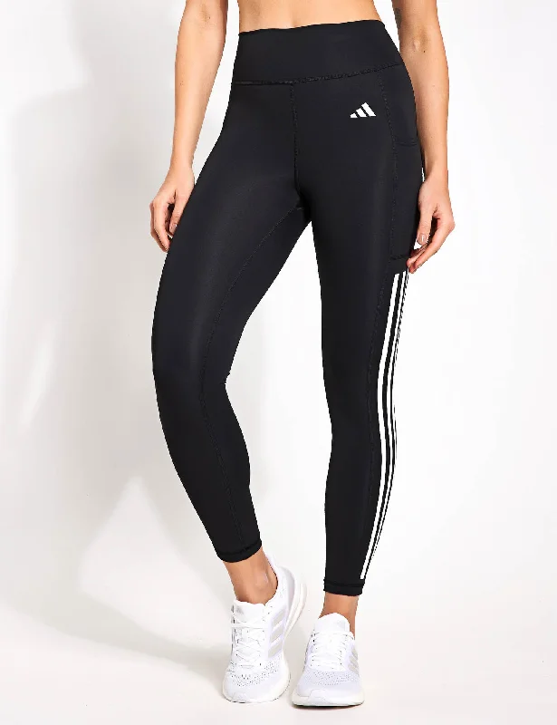 Optime 3-Stripes Full-Length Leggings - Black Comfortable Workout Fitness Leggings