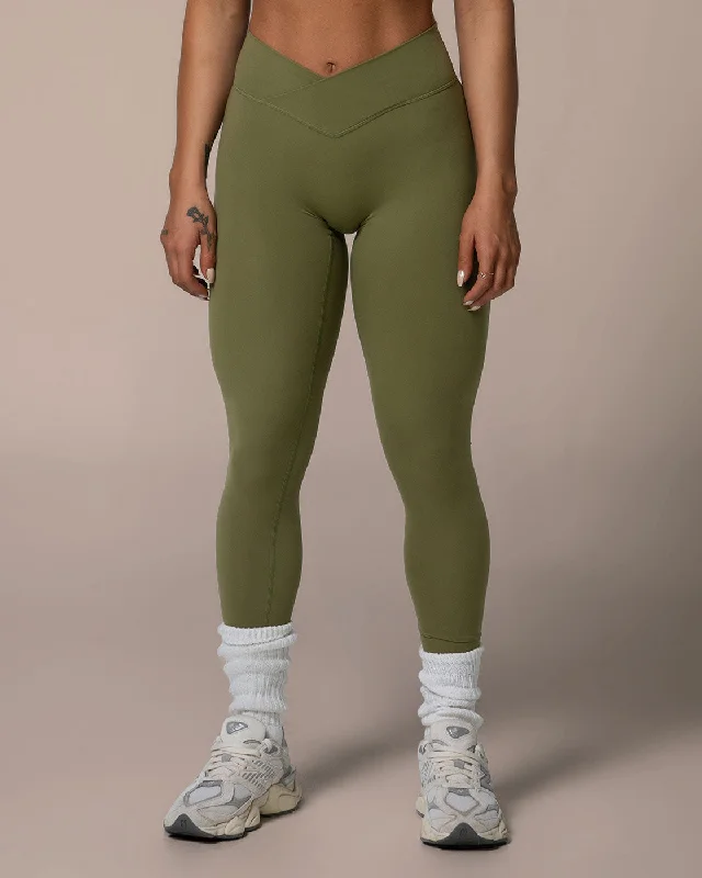 Allure Leggings - Olive Trendy High-Waist Tummy Control Leggings