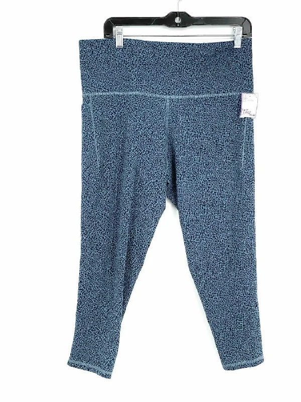 ATHLETA Women's Blue Crop Leopard Size 1X Leggings Stylish High-Waisted Leggings