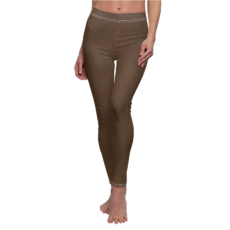 Autumn Brown Casual Leggings Trendy Digital Print Leggings