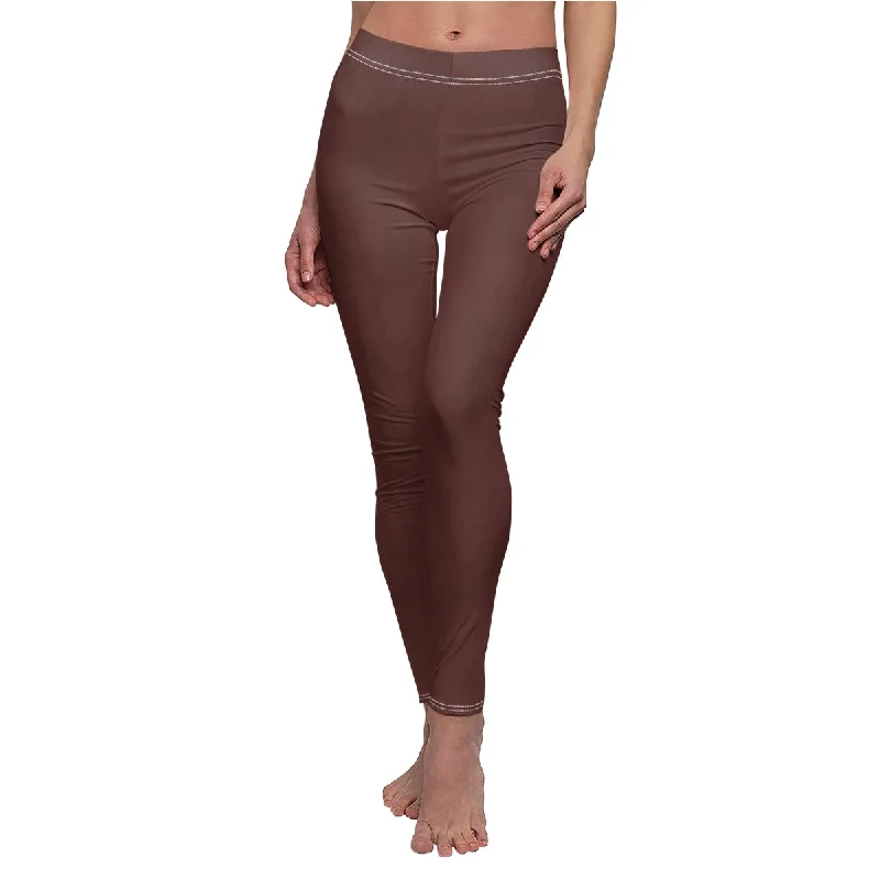 Autumn Burgundy Casual Leggings Fashionable High-Rise Workout Leggings