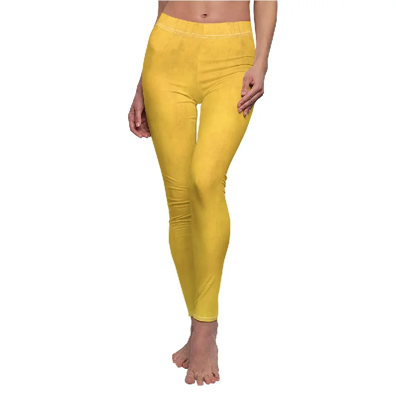 Autumn Yellow Casual Leggings Cozy Oversized Leggings