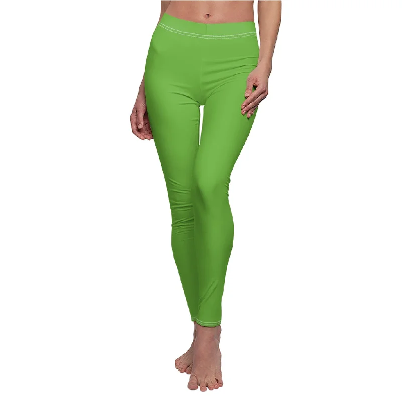 CH Lime Green Casual Leggings Elegant Satin Finish Leggings