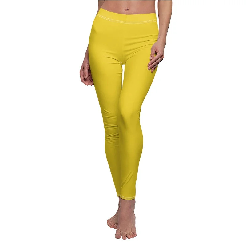 CH Sun Yellow Casual Leggings Elegant Metallic Leggings