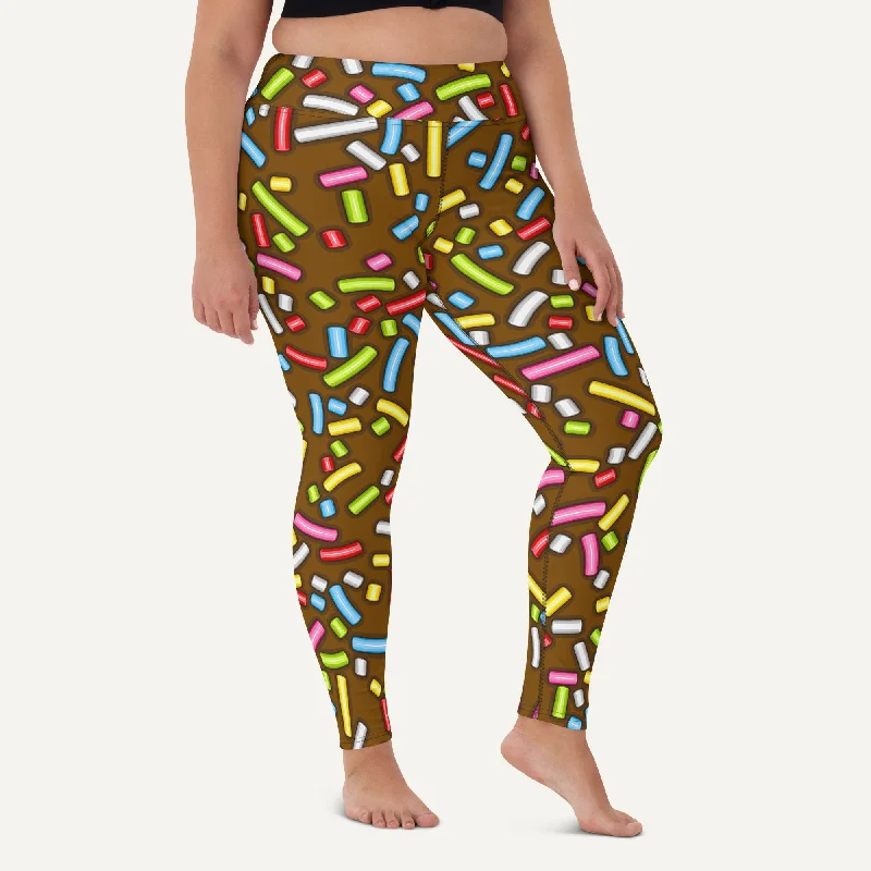 Chocolate Donut Sprinkles High-Waisted Leggings Comfortable Cold Weather Leggings