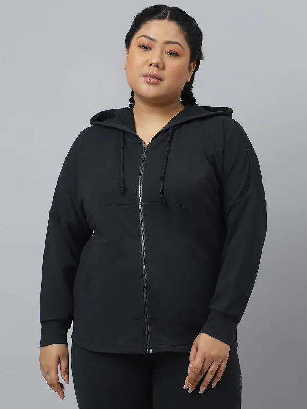 Fitkin Ecofriendly Tencel Anti-Odor Plus size Black Hoodie Jacket