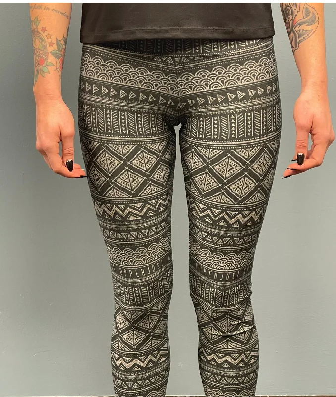 Grey Aztec Leggings Trendy Black Mesh Leggings