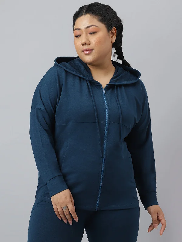 Fitkin Ecofriendly Tencel Anti-Odor Plus size Teal Hoodie Jacket