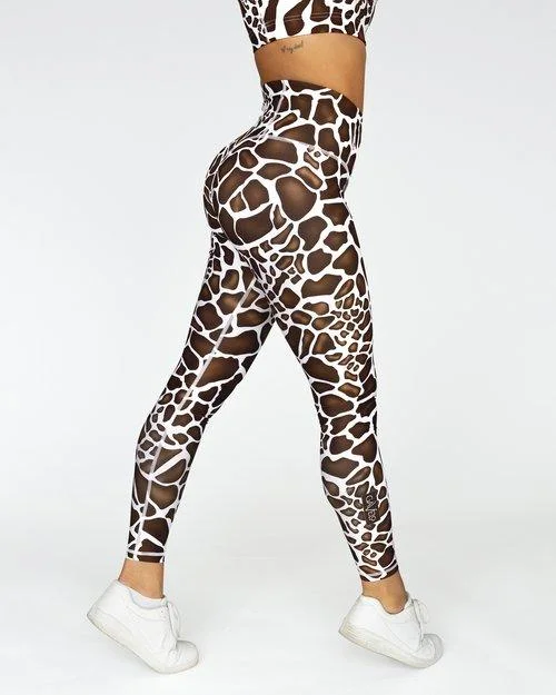 Gavelo Giraffe Leggings Elegant Printed Leggings with Pockets