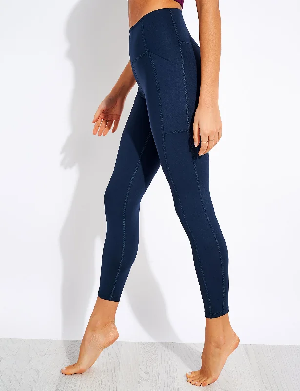 High Waisted 7/8 Pocket Legging - Midnight Trendy High-Waist Tummy Control Leggings