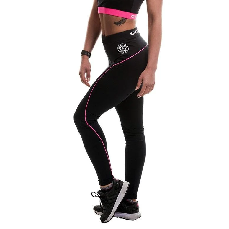 Golds Gym Ladies Long Gym Leggings - Black-Pink Stylish Yoga Leggings
