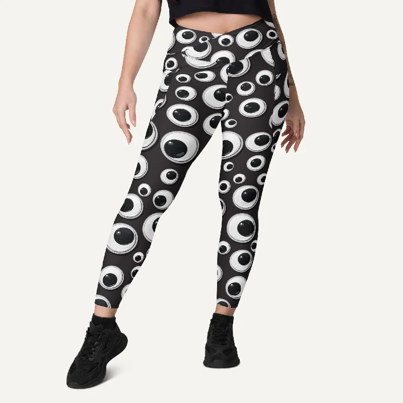 Googly Eyes Crossover Leggings With Pockets Trendy High-Compression Leggings