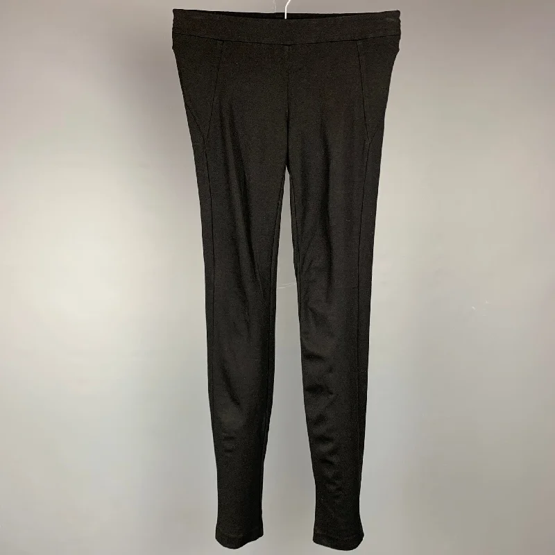 HELMUT LANG Size 2 Black Jersey Rayon Blend Leggings Comfortable Power Mesh Leggings