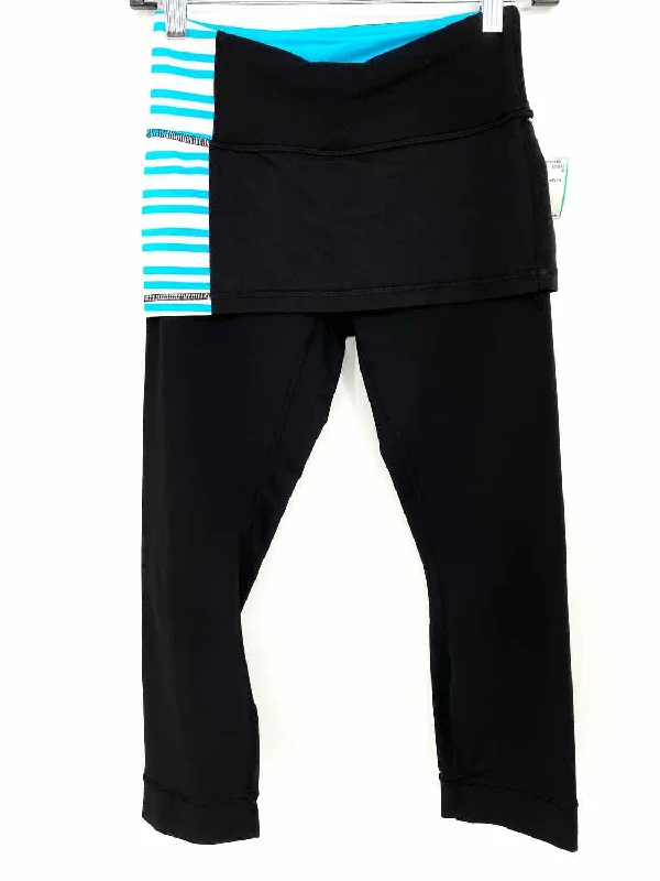 Lululemon A Go Go Crop Women's Black/Blue/White Leggings W6A22S Stylish Sweatproof Leggings Lululemon A Go Go Crop Women's Black/Blue/White Leggings W6A22S Stylish Sweatproof Leggings