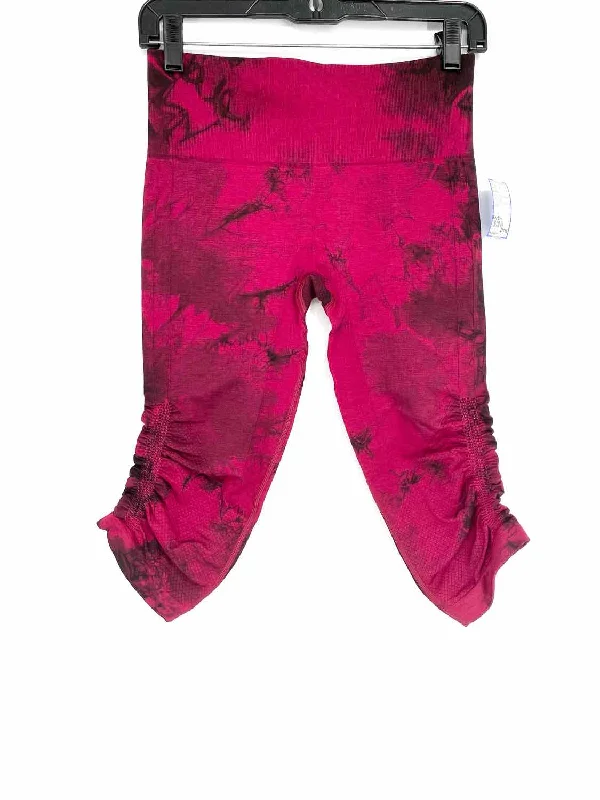 Lululemon In The Flow Crop II Women's Magenta/Black Size S/m Leggings W6G30S Trendy Foil Finish Leggings Lululemon In The Flow Crop II Women's Magenta/Black Size S/m Leggings W6G30S Trendy Foil Finish Leggings