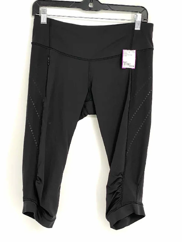 Lululemon Women's Black Capri Ruched Size 8 Leggings Cozy Ribbed Leggings