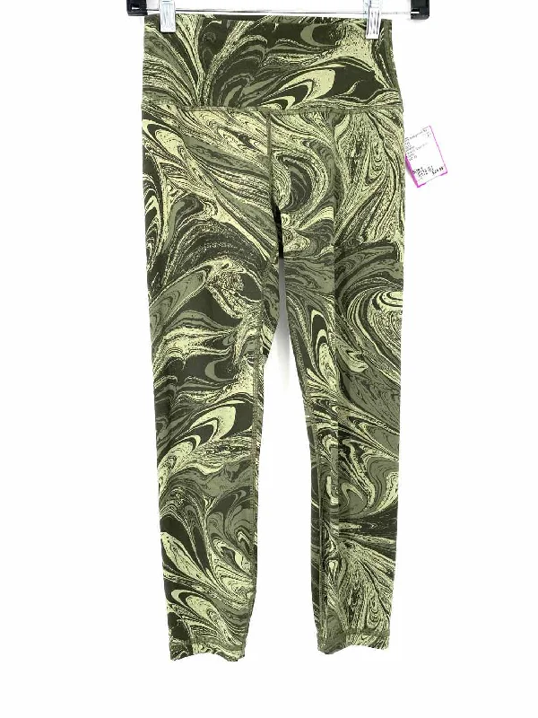 Lululemon Women's Green Print Abstract Size 4 Leggings Comfortable Ribbed Sports Leggings Lululemon Women's Green Print Abstract Size 4 Leggings Comfortable Ribbed Sports Leggings