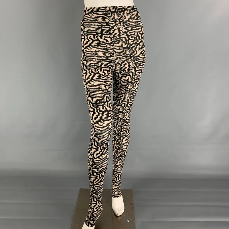MAISIE WILEN Size XS Black Beige Polyamide Blend Marbled YS302 Leggings Trendy Flared Leggings MAISIE WILEN Size XS Black Beige Polyamide Blend Marbled YS302 Leggings Trendy Flared Leggings