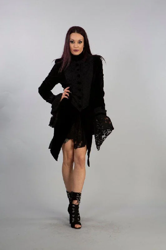 Maureen Ladies Jacket In Black Velvet Flock