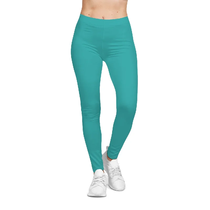 Ocean Blue Casual Leggings Cozy Workout Performance Leggings