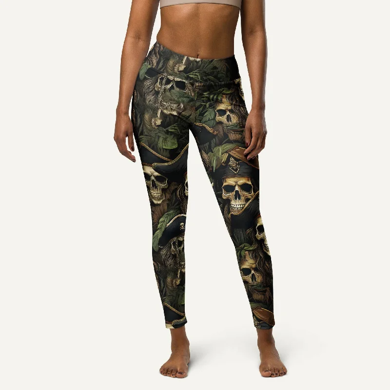 Pirate Skulls High-Waisted Leggings Comfortable Zip-Up Leggings