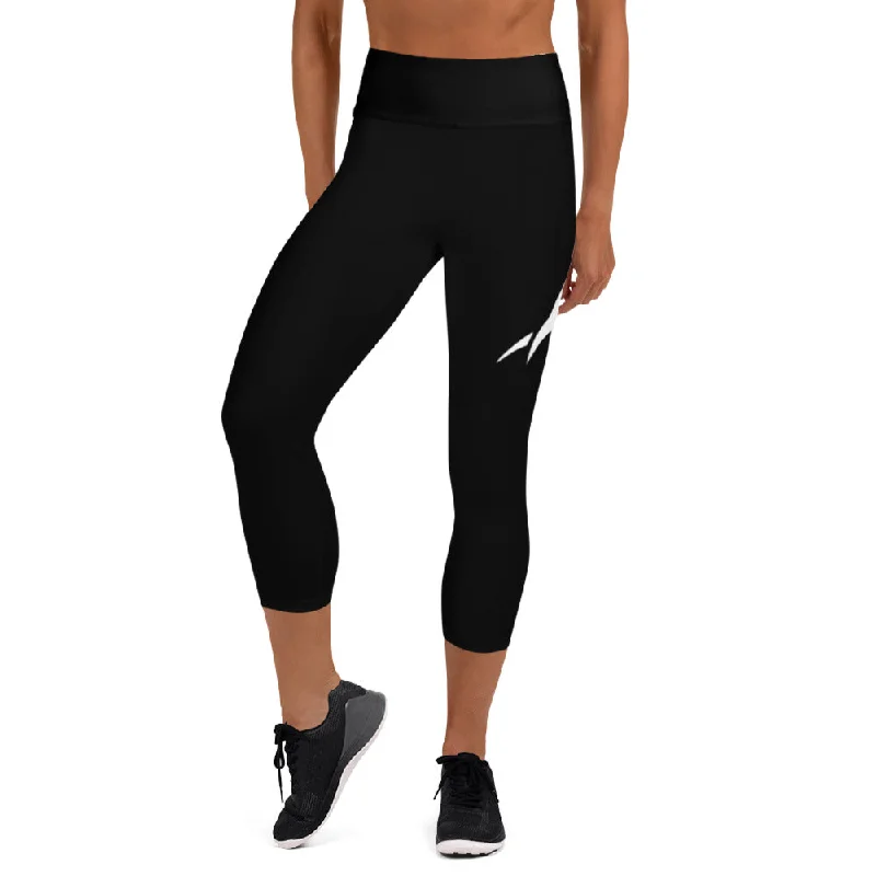 Prim8te Capri Leggings - Give Em Hell - Black Comfortable Slip-On Compression Leggings