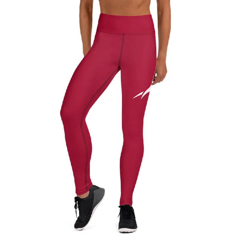 Prim8te Leggings - Give em hell - Dark Red Trendy Leather-Look Workout Leggings