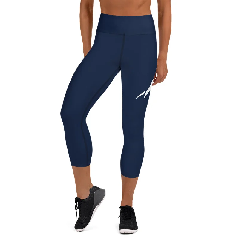 Prim8te Capri Leggings - Give em hell - Navy Trendy Colorblock Print Leggings