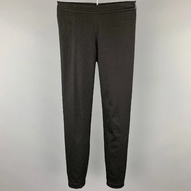 RALPH LAUREN Blue Label Size 2 Black Cotton Leggings Chic Printed Yoga Pants