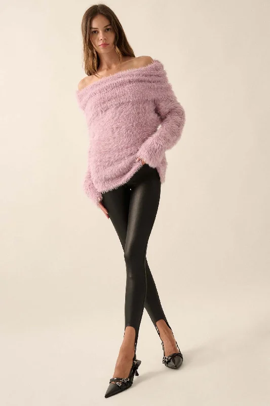 Sleek It Up Liquid Leather Stirrup Leggings Cozy Yoga Compression Leggings