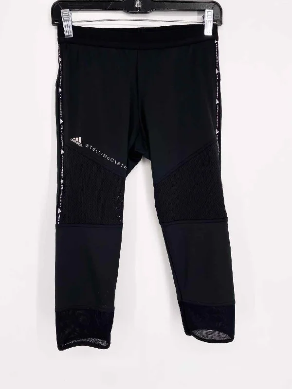 STELLA McCARTNEY Women's Black Crop Mesh Logo ATHLETIC Size XS Leggings Stylish Ankle-Length Leggings STELLA McCARTNEY Women's Black Crop Mesh Logo ATHLETIC Size XS Leggings Stylish Ankle-Length Leggings
