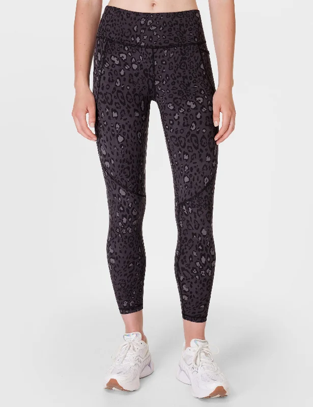 Power 7/8 Gym Leggings - Black Luxe Leopard Print Cozy Sweat-Wicking Leggings